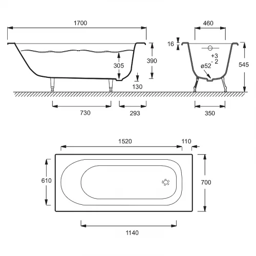 Чугунная ванна Jacob Delafon Soissons E2921-00 170x70 см