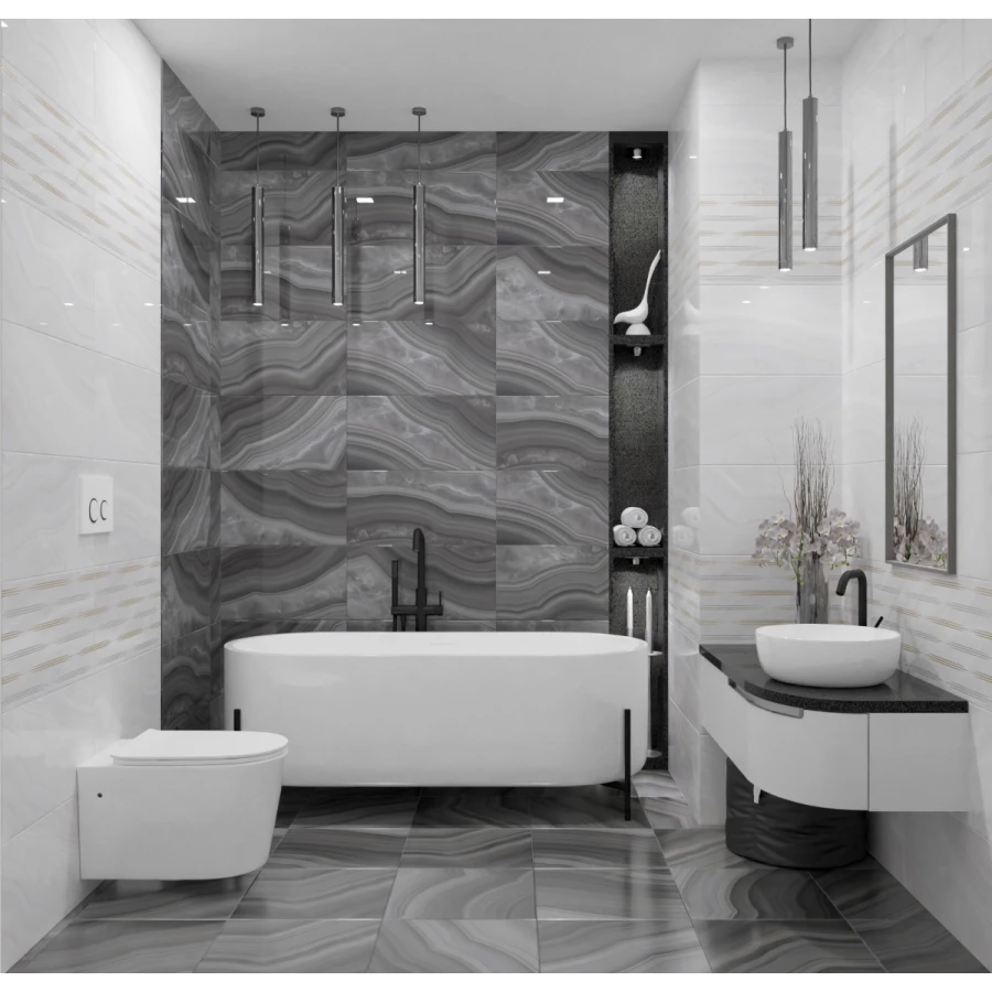 Плитка настенная Azori Acate Grey 00-00108399 63х31,5 см