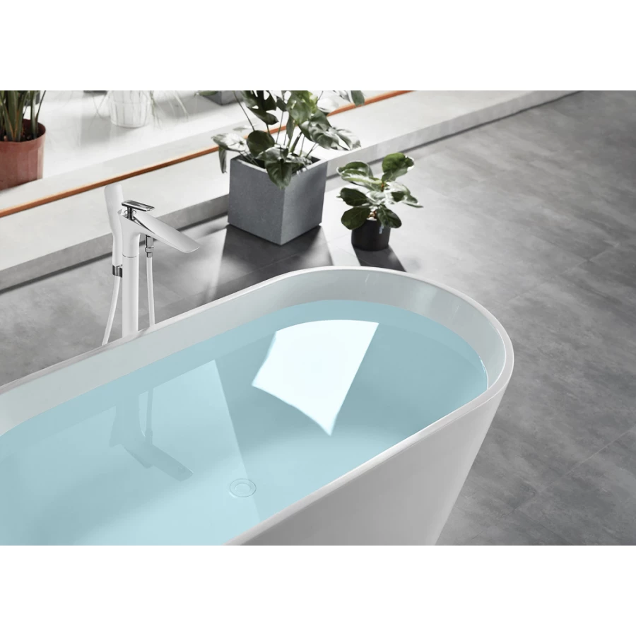 Смеситель Abber Zeitlos напольный для ванны белый-хром AF8915W