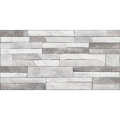 Плитка настенная Alma Ceramica Discover рельефная глянцевая серая TWU2550DCV17 50х24,9 см