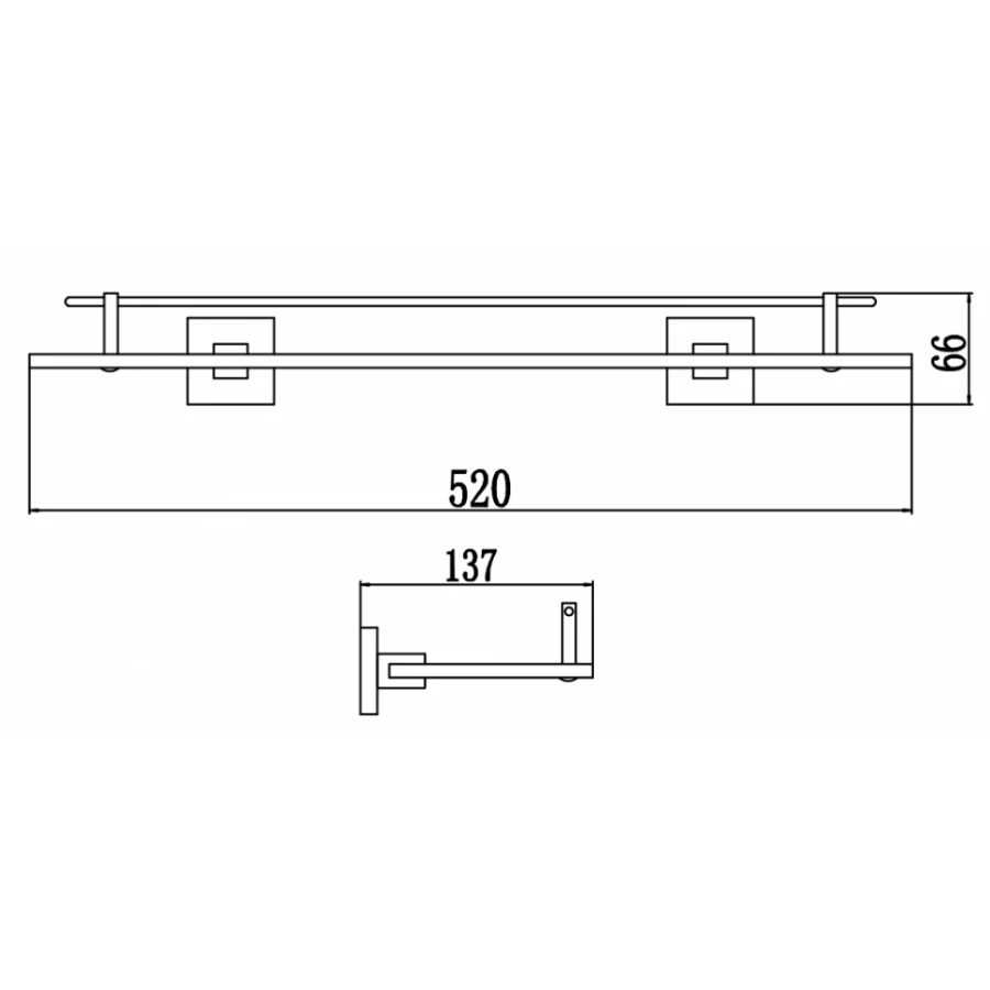 Полка прямая стеклянная Savol 65а S-06591A 60 см