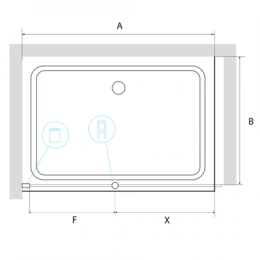 Перегородка для душа RGW WA-034 Матовое-Сатинат 351003409-21 90 см