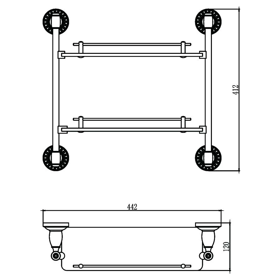 Полка прямая двойная стеклянная Savol S-006622H 40 см