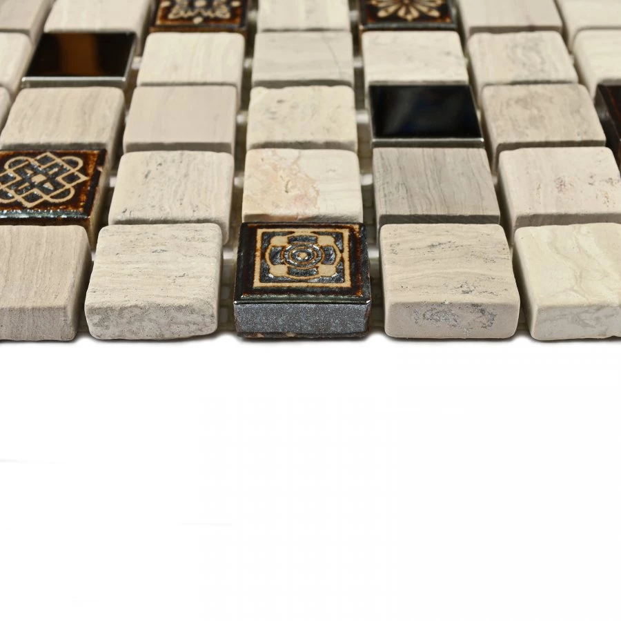 Мозаика Bonaparte Каменная мозаика Milan-2 20х20 металлизированная серая 30,5х30,5 см