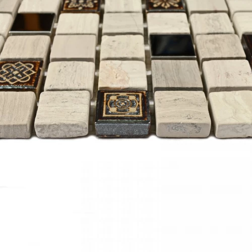 Мозаика Bonaparte Каменная мозаика Milan-2 20х20 металлизированная серая 30,5х30,5 см