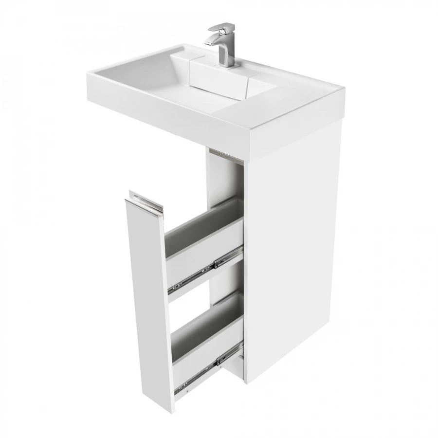 Тумба Aquaton Лондри 20 белый глянец с раковиной Рейн 80 1A2361K0LH010