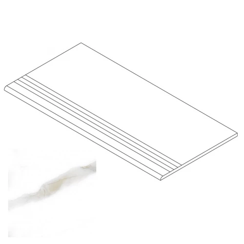 Ступень Gresse Ellora с насечками и завальцовкой мрамор слоновая кость матовая GRS01-20 60х29,5 см