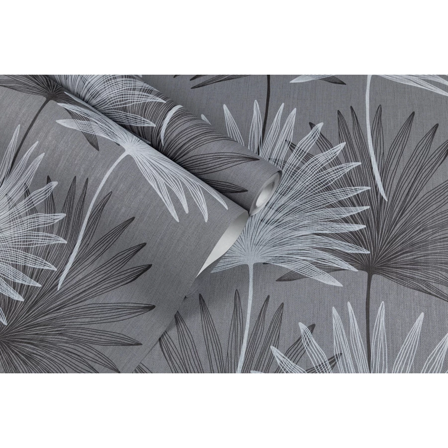 Обои флизелиновые Palitra Home HomeColor Palma черные HC72073-48 1,06х10,05 м