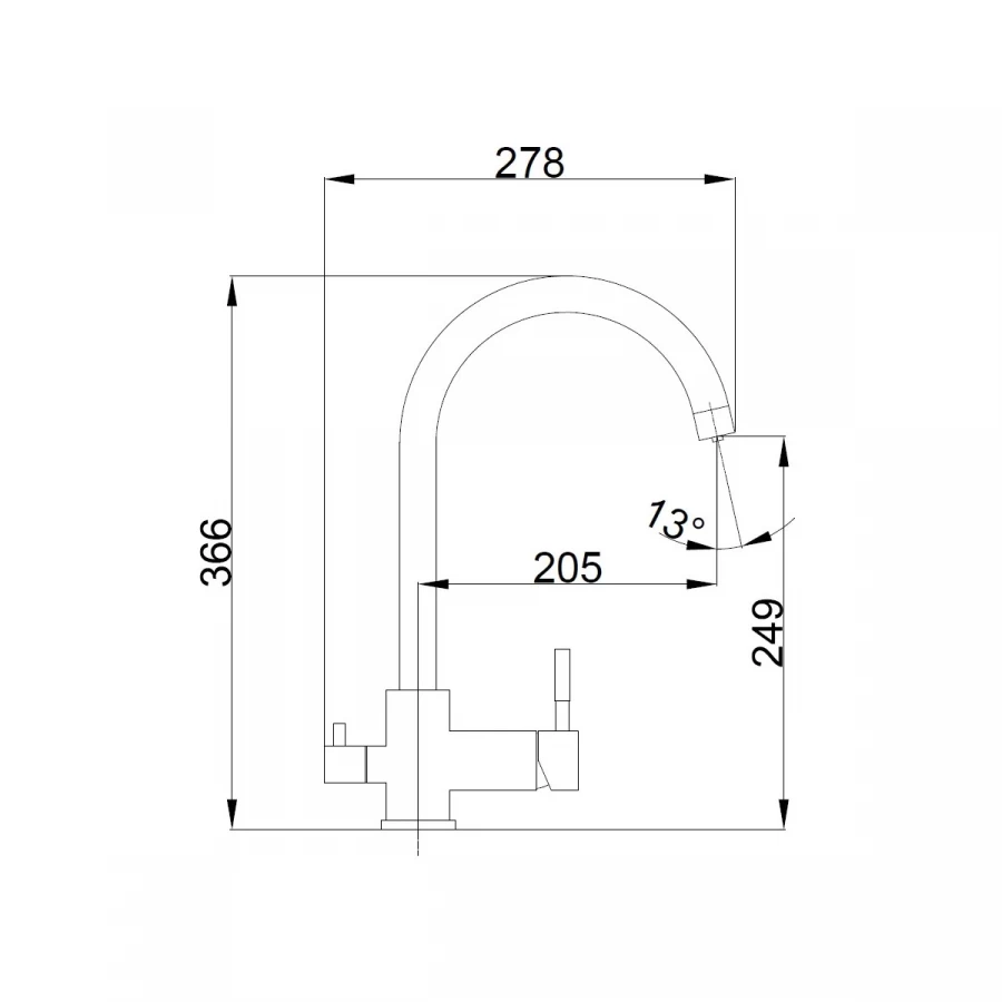 Смеситель Haiba для кухни с подключением фильтра воды хром HB76819