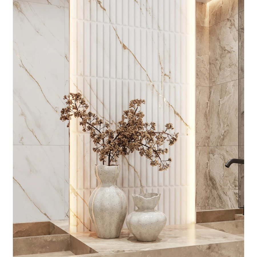 Керамогранит Creanza Selva Gold Decor Carving Pro белый CP4004-D 120х60 см