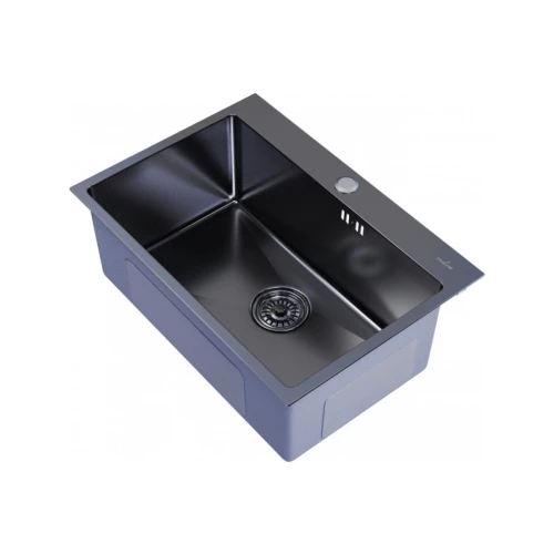Мойка MixLine настольный монтаж вып 3 1/2, 22см с сифоном черный графит Pro 547238 65х45 см