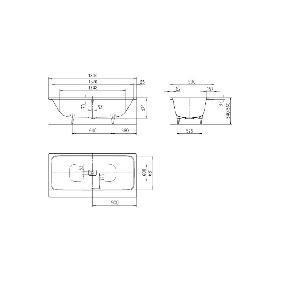 Ванна стальная Kaldewei Asymmetric Duo EasyClean alpine white без ножек 180х90 см