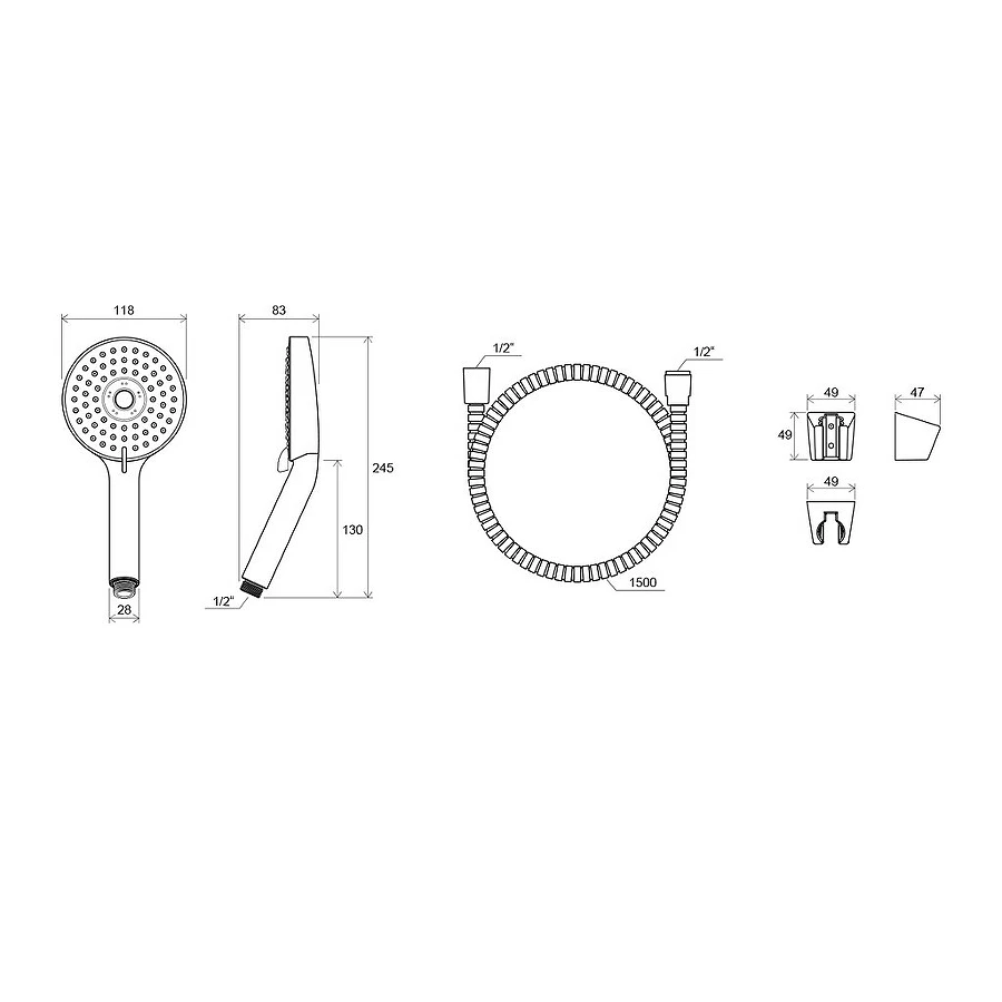 Душевой набор Ravak шланг 150 см душевая лейка Flat M 3 функции держатель 903.00 X07S006