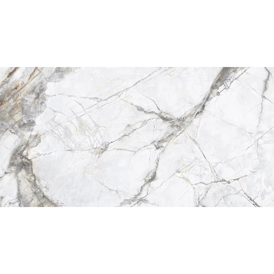 Керамогранит Planet Ceramics UKYF 6234 глянцевый с золотом белый 120х60 см