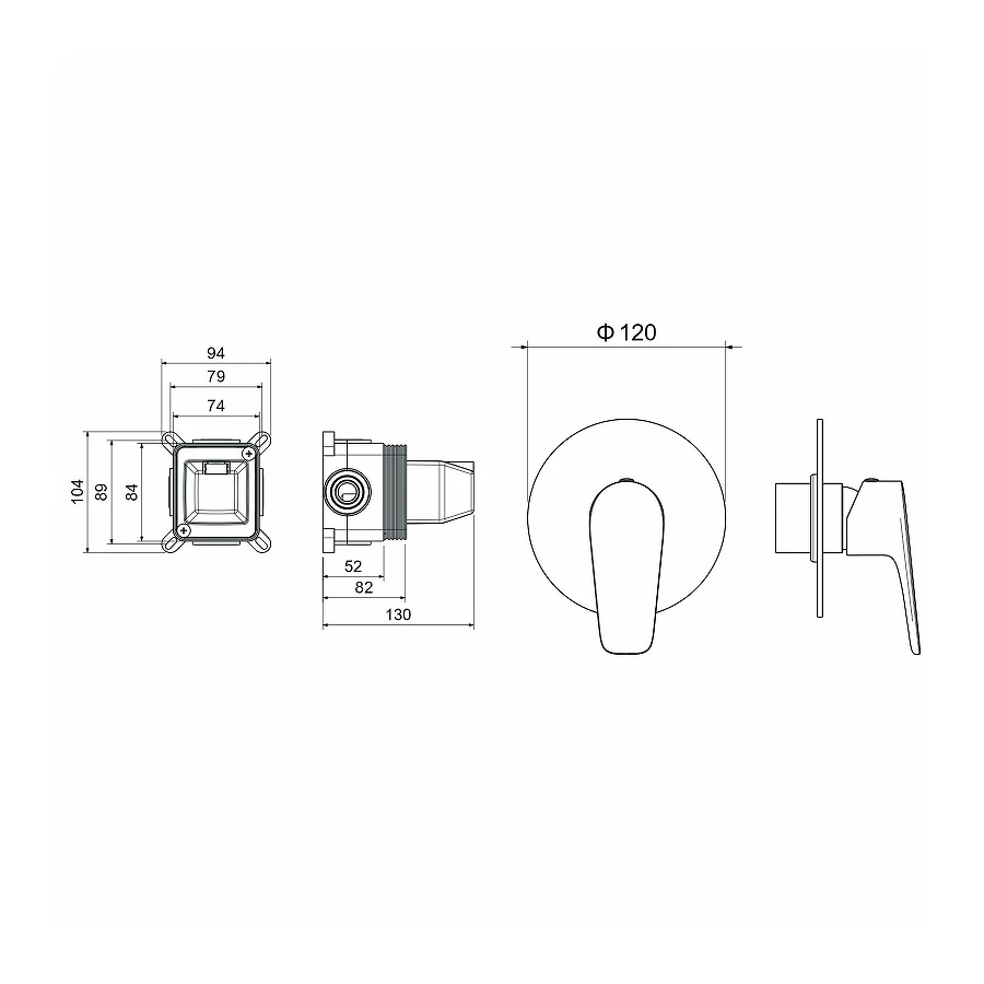 Смеситель Aquatek Бетта для душа внешняя и скрытая часть хром AQ1166CR