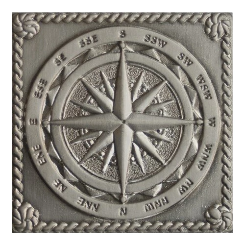 Вставка Moneli Decor Металлические вставки Windrose Satined silver серебро сатинированная MNL000010 5х5 см