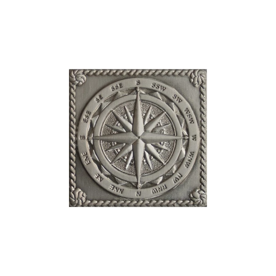 Вставка Moneli Decor Металлические вставки Windrose Satined silver серебро сатинированная MNL000010 5х5 см