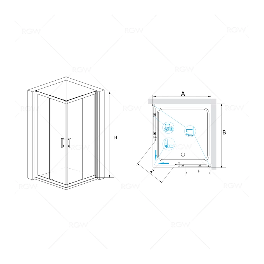 Душевой уголок RGW PA-31 Прозрачное 02083199-11 90х90 см