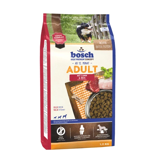Корм для взрослых собак Bosch Adult Lamb & Rice со средним уровнем активности ягненок с рисом 1 кг 