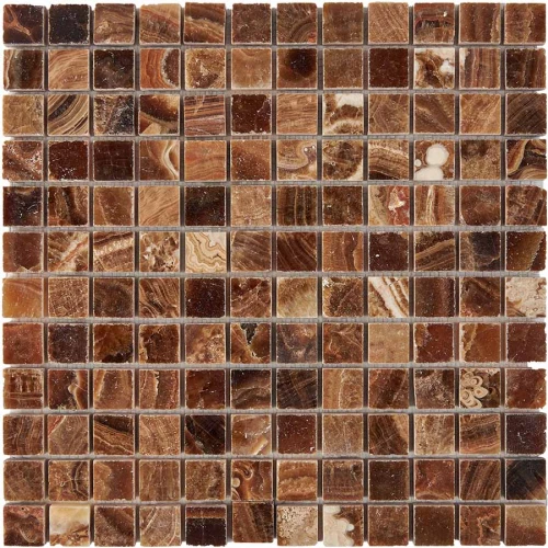 Мозаика Pixel mosaic Оникс Caramel onyx чип 23x23 мм сетка Полированная Pix 206 30,5х30,5 см