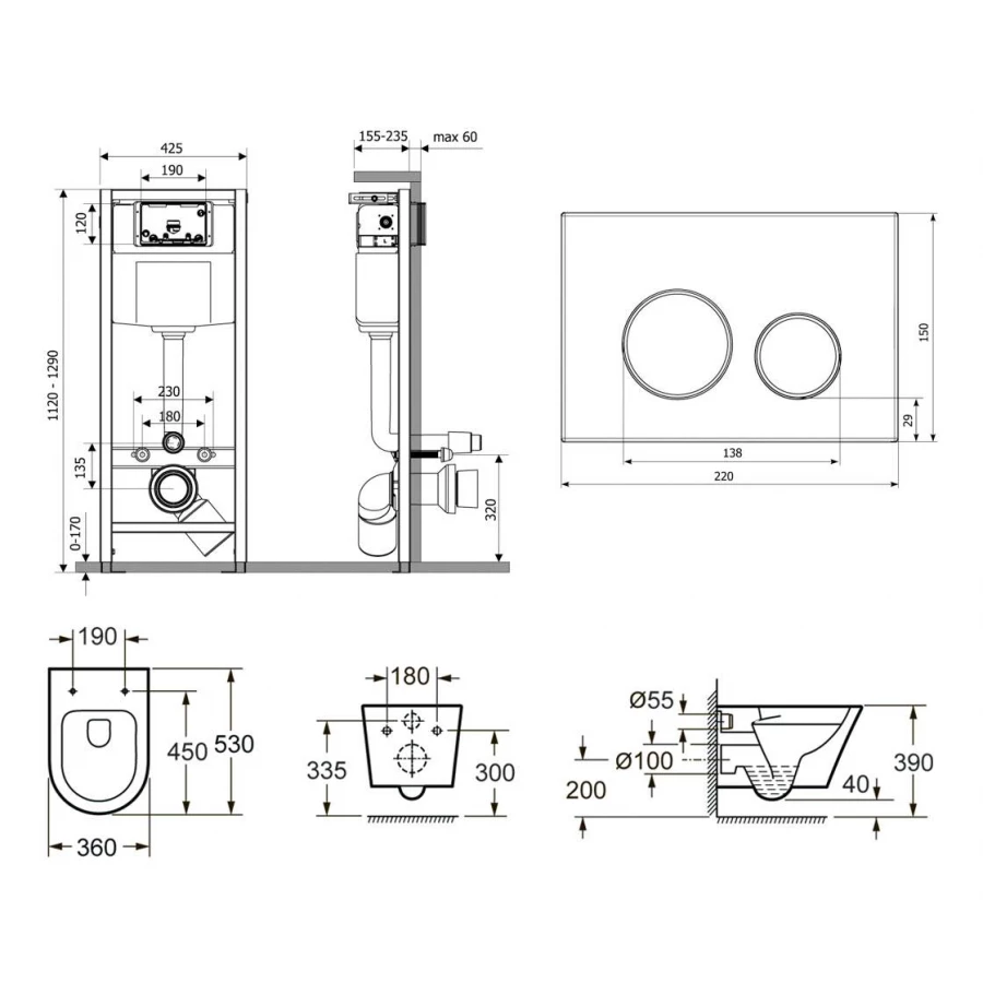 Унитаз Lavinia Boho Relfix Biore Rimless 75110185 (комплект 6 в 1)