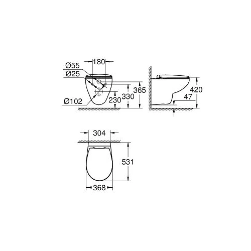 Унитаз подвесной Grohe Bau Ceramic безободковый, с сиденьем микролифт, альпин-белый 39351000