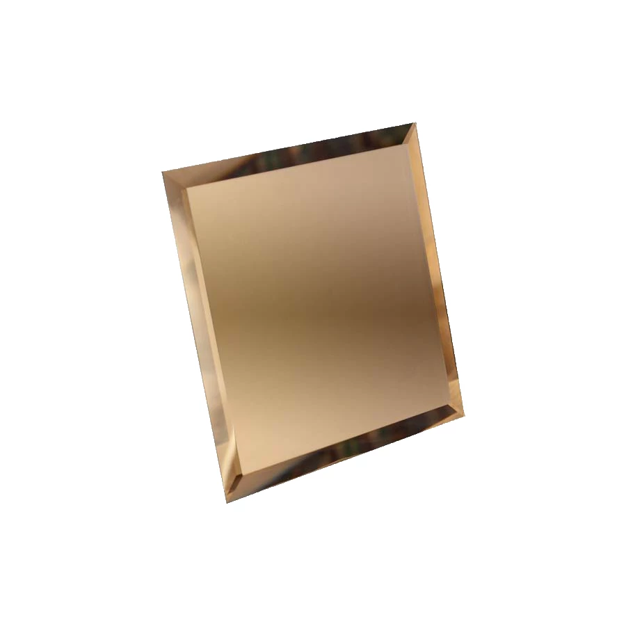 Квадратная зеркальная бронзовая плитка ДСТ с фацетом 1см КЗБ1-01 - 18х18 см