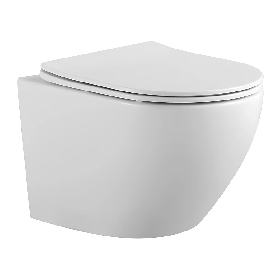 Унитаз подвесной Aquatek Европа безободковый тонкое сиденье с механизмом плавного закрывания AQ1901-00