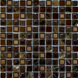 Мозаика Tonomosaic CSR092 из камня, керамики и пластика, коричневая, шоколадная, бордовая 30*30 см