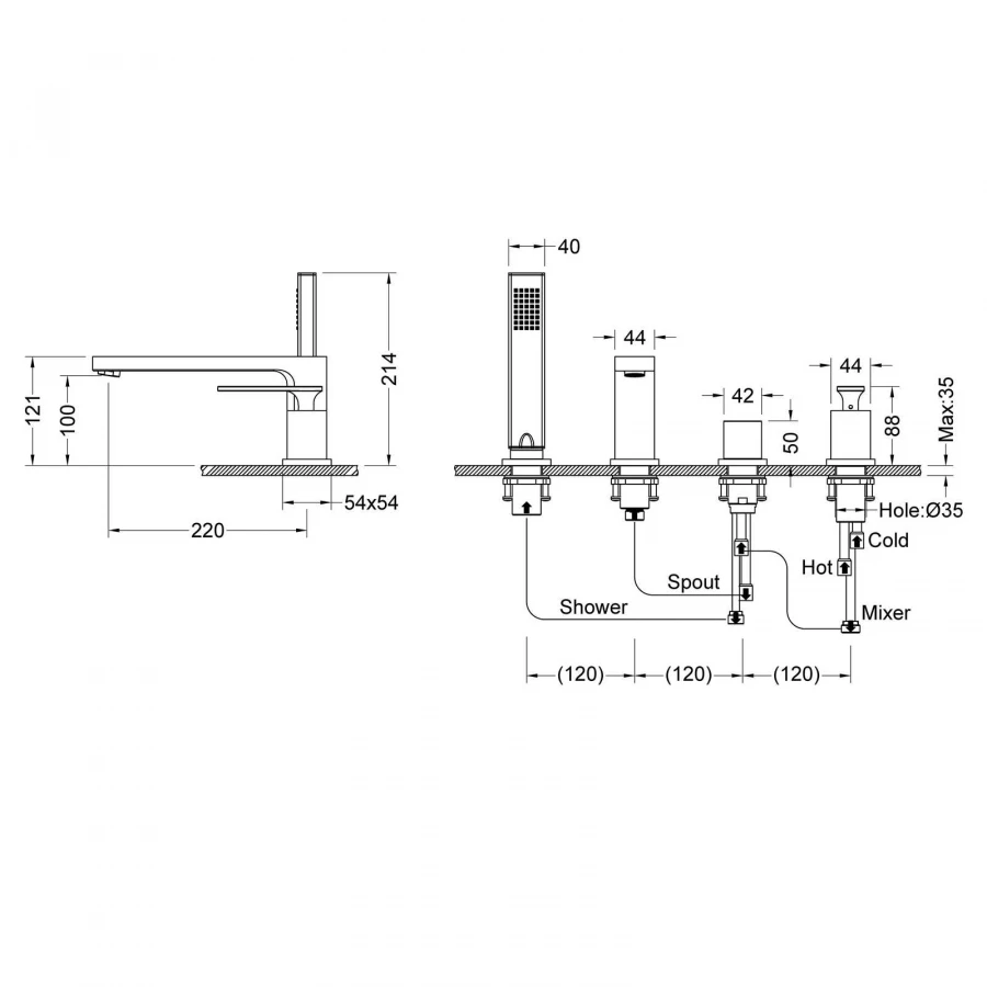 Смеситель для ванны и душа врезной Timo Torne 4330/17Y золото матовое