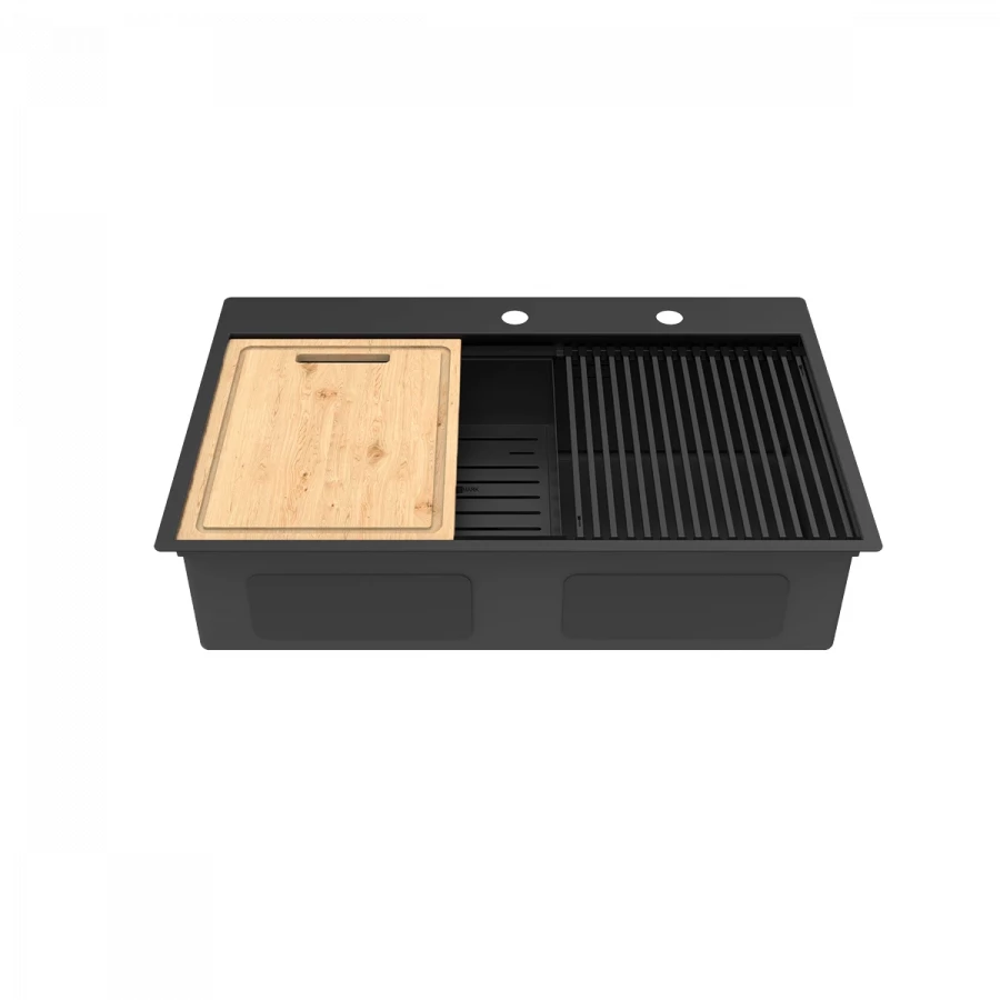 Кухонная мойка Lemark Iordana 780 прямоугольная из нержавеющей стали с аксессуарами в комплекте черный 9932120