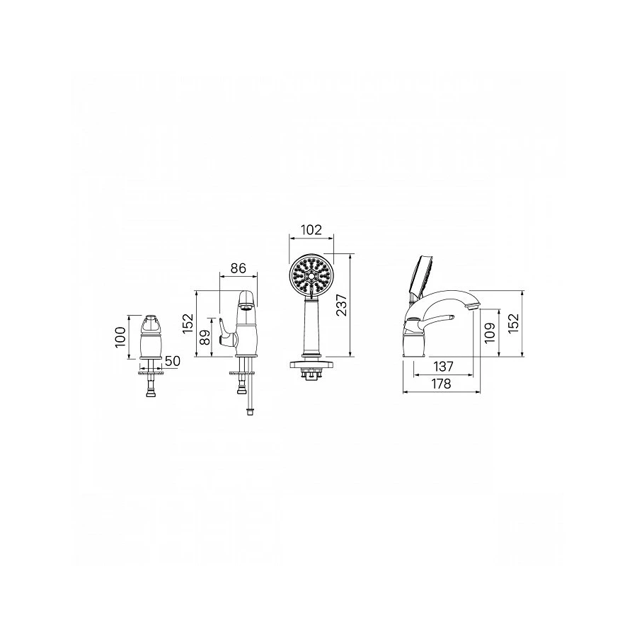 Смеситель на борт ванны Iddis Oldie на 3 отверстия с керамическим дивертором OLDBR30i07 бронза