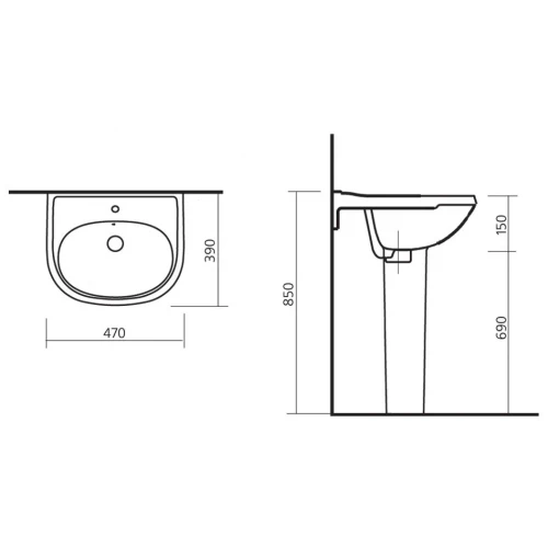 Умывальник Sanita Комфорт CMFSAWB01 50x40 см