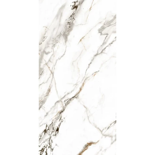 Керамогранит Planet Ceramics UKW 003 глянцевый с золотом белый 120х60 см