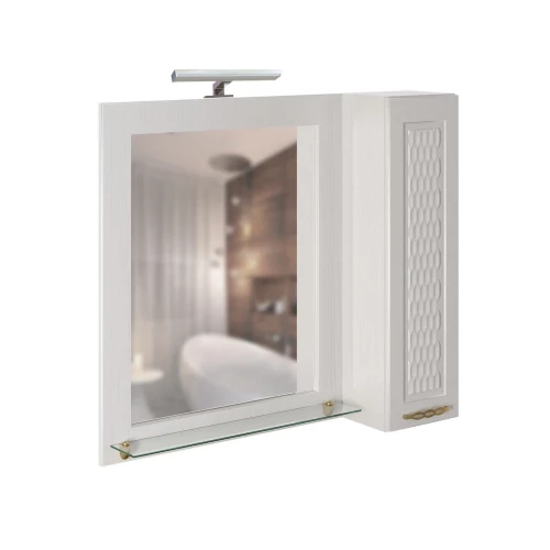 Зеркало шкаф MixLine Ладога 85 навесной белый с подсветкой ПВХ 539819 85x75 см