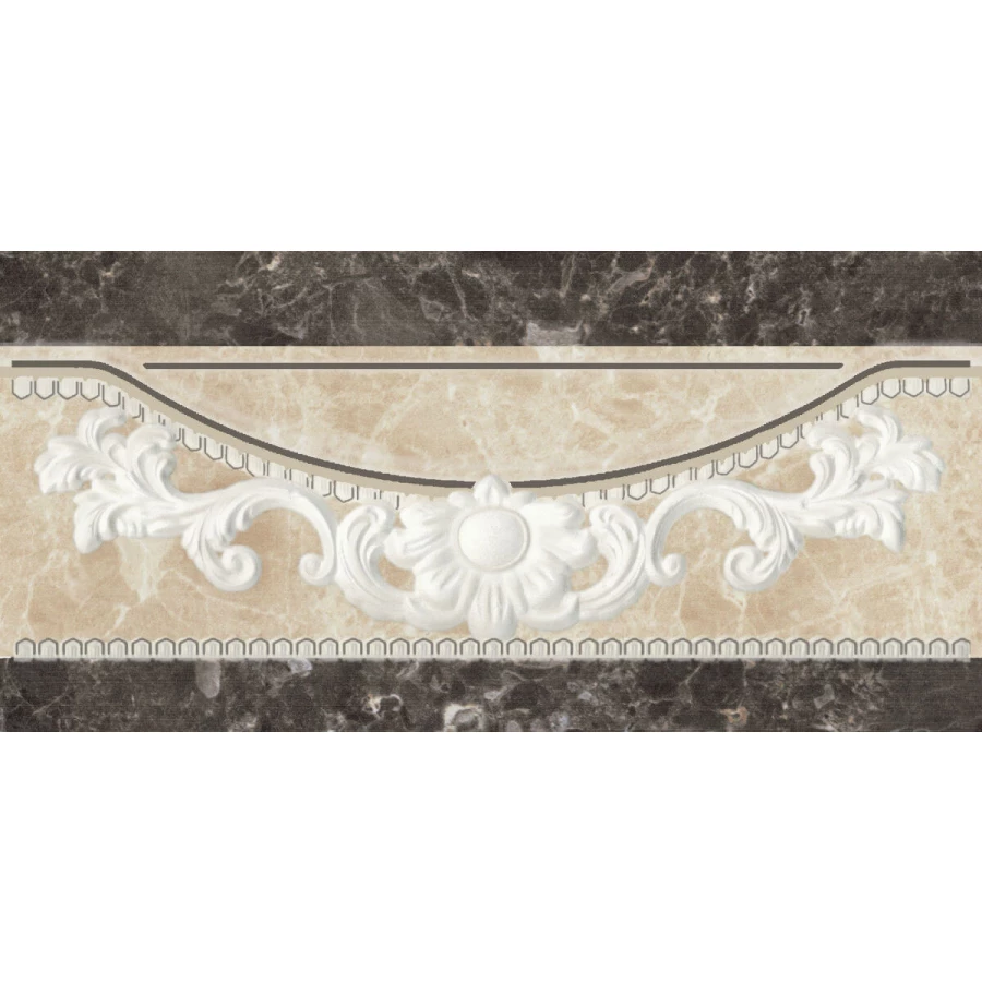 Плитка настенная Navarti Siena Cenefa Crema Noce глянцевая бежево-коричневая 25х12 см