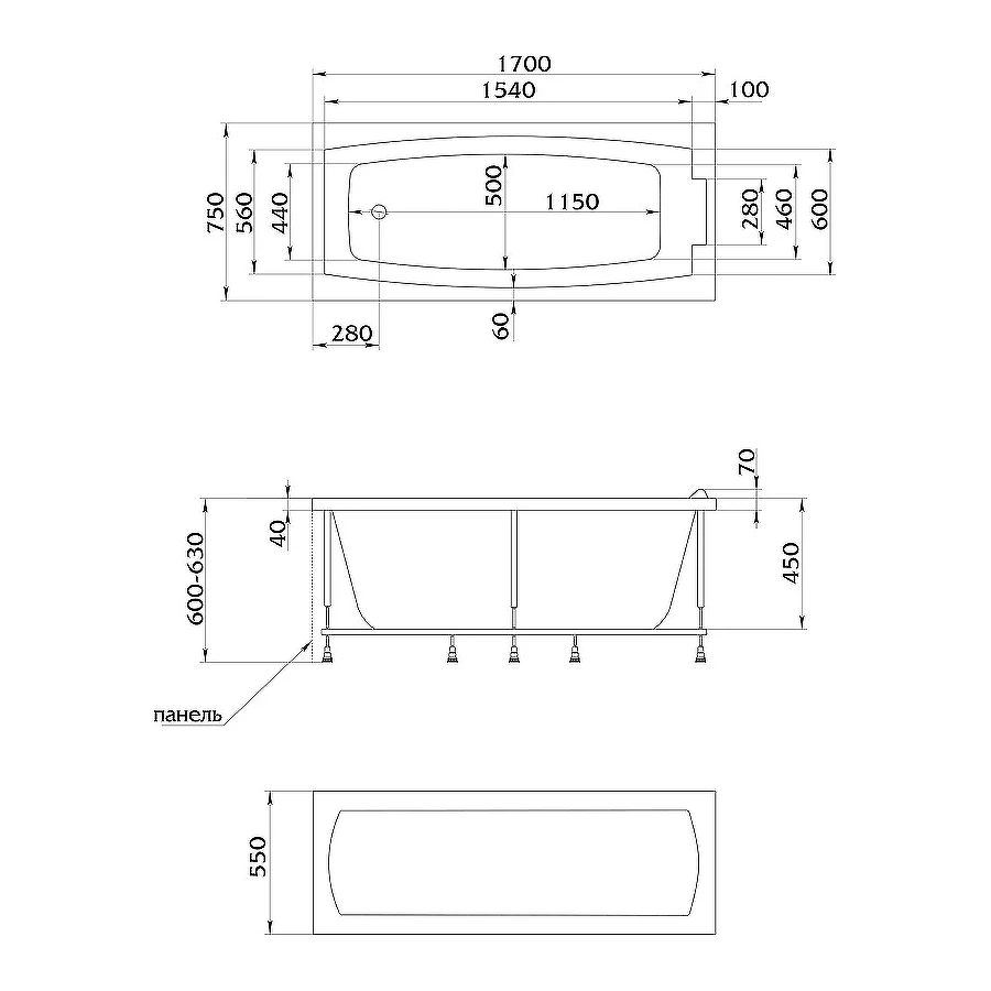 Акриловая ванна Creto Elite 11-17075 170х75 см