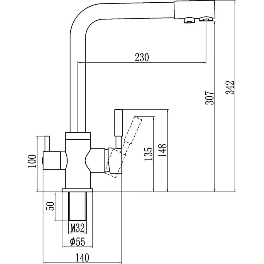 Смеситель для кухонной мойки с фильтром питьевой воды Savol S-L1801L сатин