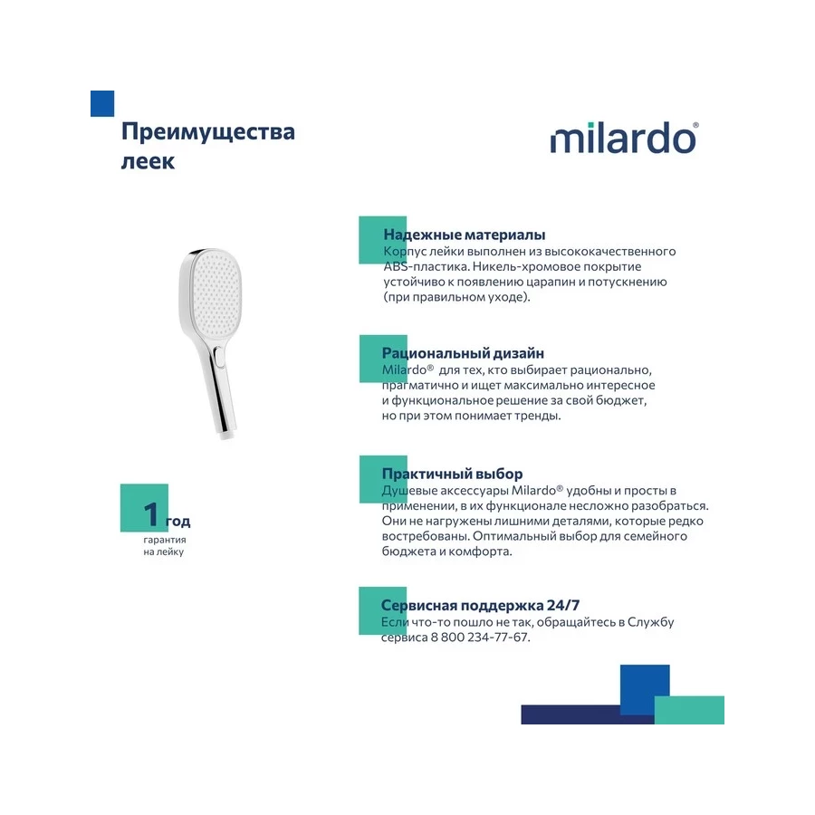 Лейка для душа Milardo 3F Ideal Spa ILS3FC0M18
