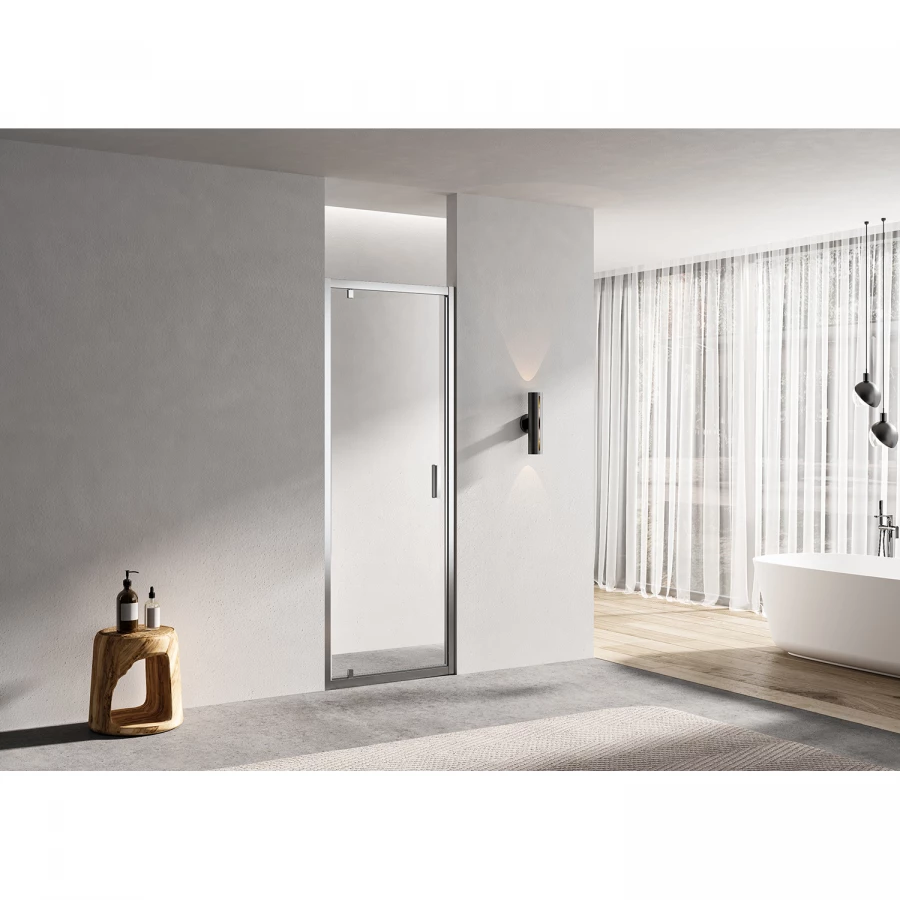 Душевая дверь в нишу Azario Milton стекло прозрачное 6 мм профиль серебро AZ-NAO6211 700 70х200 см