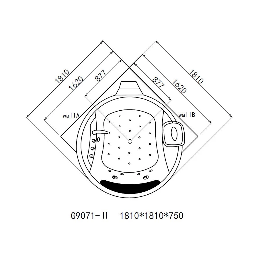 Акриловая ванна Gemy G9071 II K 181х181 см