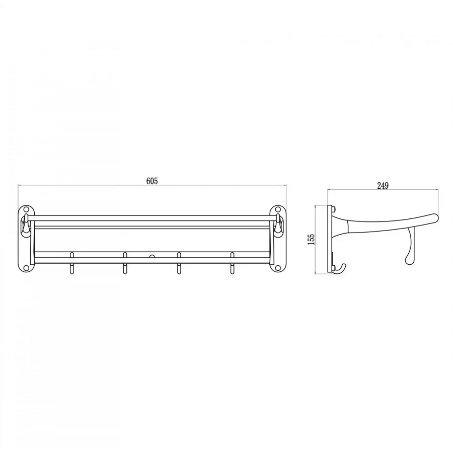 Полка Savol для полотенец откидная S-005099L 60 см