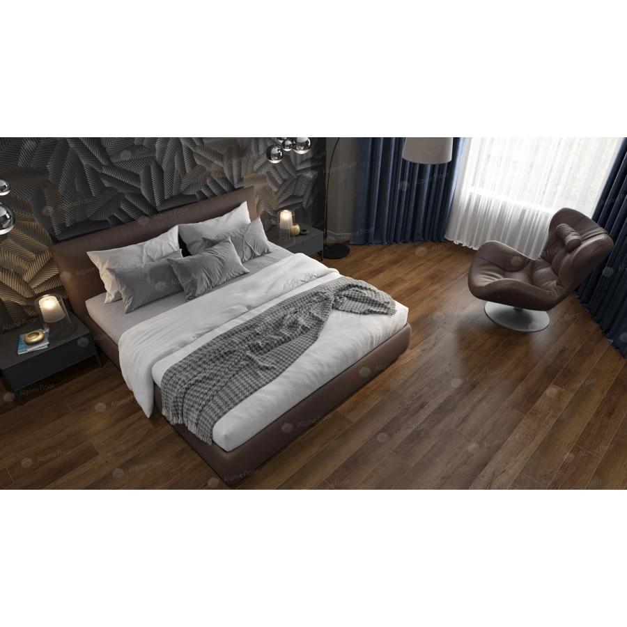 Плитка каменно-полимерная Alpine Floor Premium XL Дуб шоколадный ABA ECO 7-18 43 класс 8 мм 1.786 кв.м 122х18.3 см