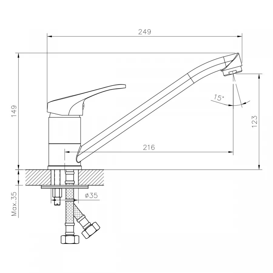 Смеситель для кухни Decoroom DR21 DR21018 хром