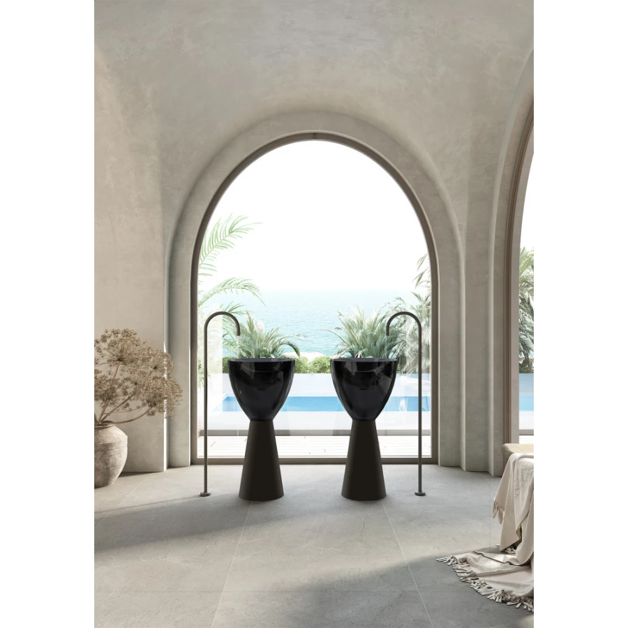 Раковина отдельностоящая прозрачная Abber черный черный матовый AT2703Onyx-Black 45х45 см