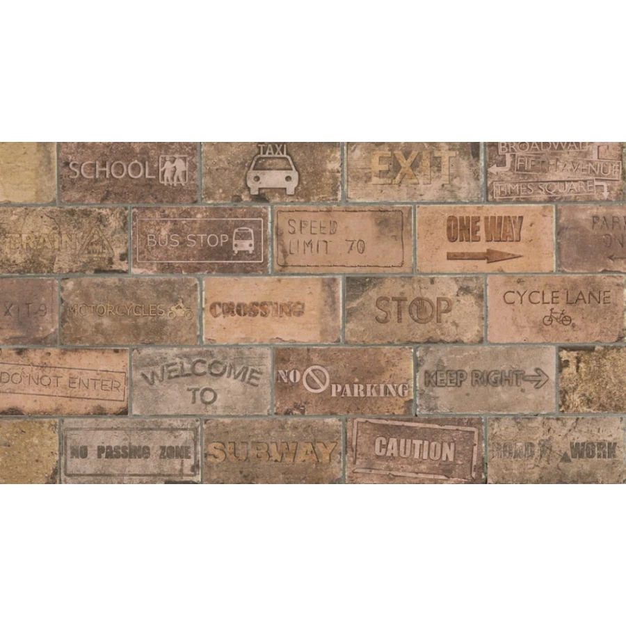 Керамогранит CIR New York Road Signs Mix Chelsea матовый коричневый 1048423 20х10 см