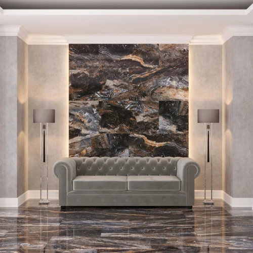 Керамогранит Neodom Luxury Lawa Nero Polished глянцевый черный N20331 120х60 см