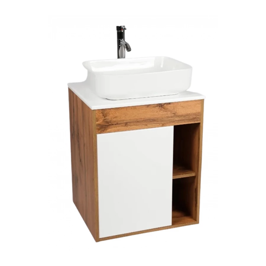 Тумба Viant Бостон 1 створка со столешницей L56 подвесная VBOS56N-T1STP 56х63.6 см