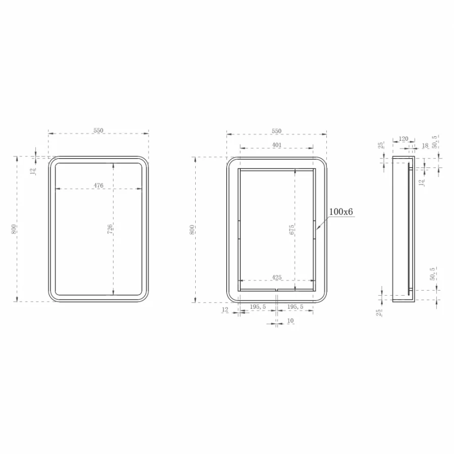 Зеркало для ванной Abber Kristall с подсветкой AT6701Opal 55х80 см