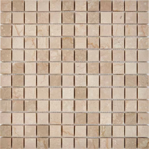 Мозаика Pixel mosaic Мрамор Cream marfil чип 23x23 мм сетка Полированная Pix 232 30,5х30,5 см